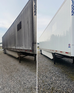 Fleet trailer washing before and after