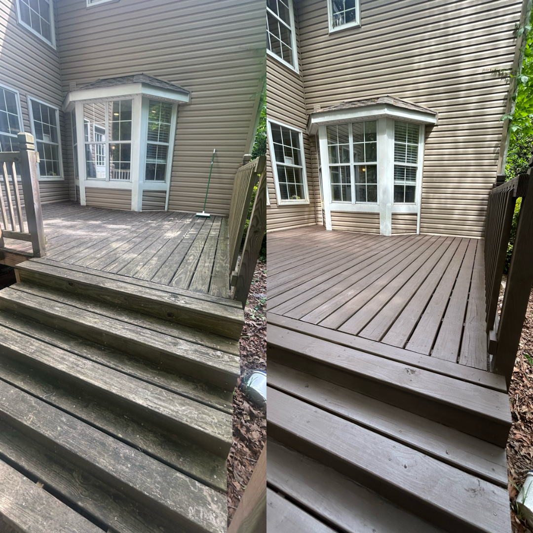 Deck staining before and after
