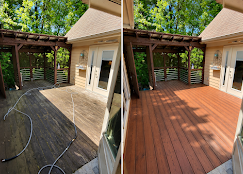 Deck staining before and after